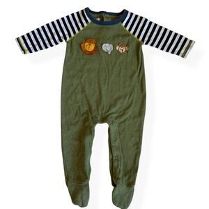 Mud Pie Green Safari Crochet Baby Sleeper 6-9 Months